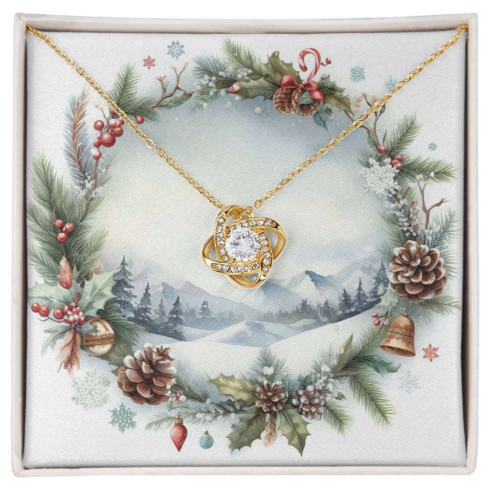 Christmas Background 083 - 18K Yellow Gold Finish Love Knot Necklace