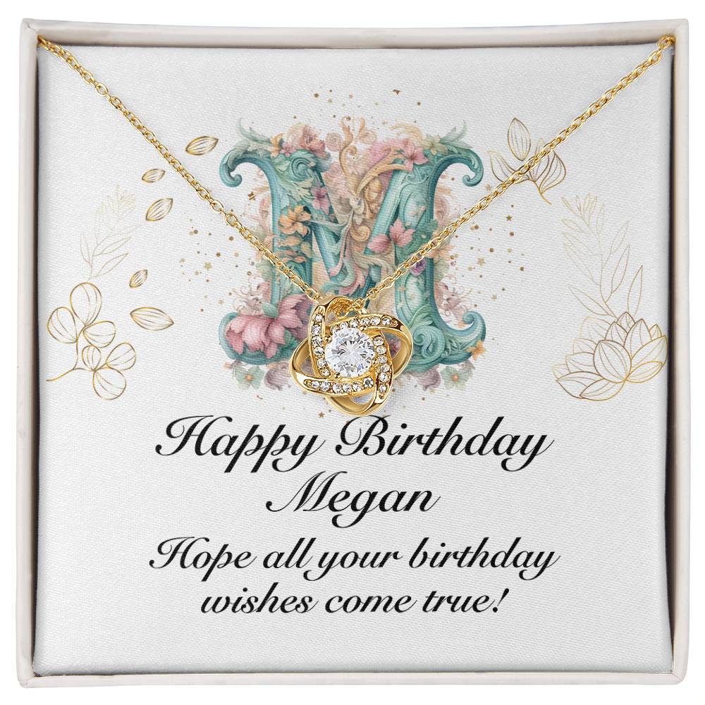 Happy Birthday Megan v01 - 18K Yellow Gold Finish Love Knot Necklace