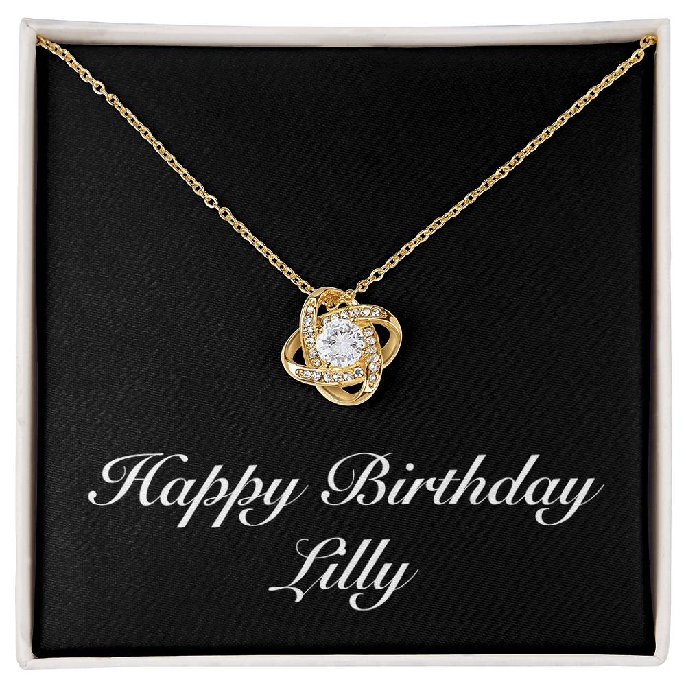 Happy Birthday Lilly v2 - 18K Yellow Gold Finish Love Knot Necklace