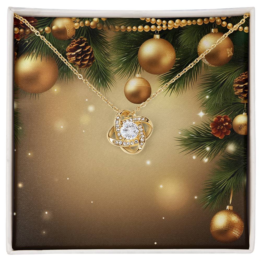 Christmas Background 018 - 18K Yellow Gold Finish Love Knot Necklace