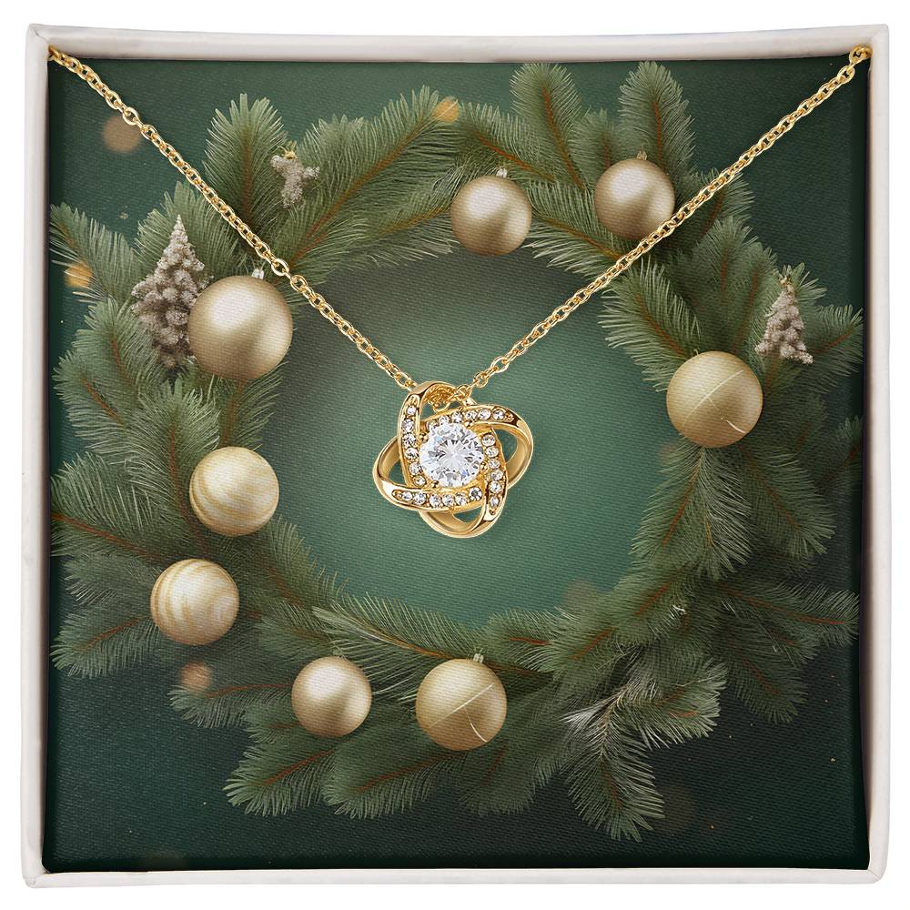 Christmas Background 104 - 18K Yellow Gold Finish Love Knot Necklace