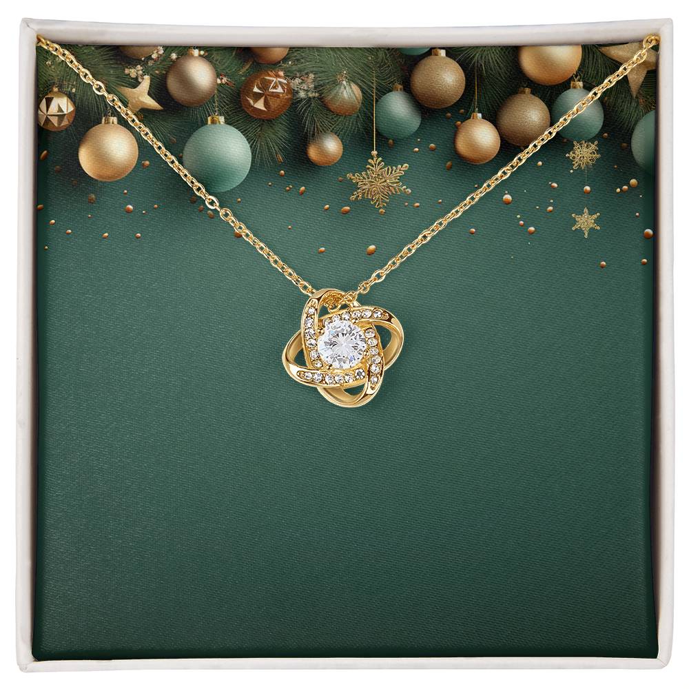 Christmas Background 037 - 18K Yellow Gold Finish Love Knot Necklace
