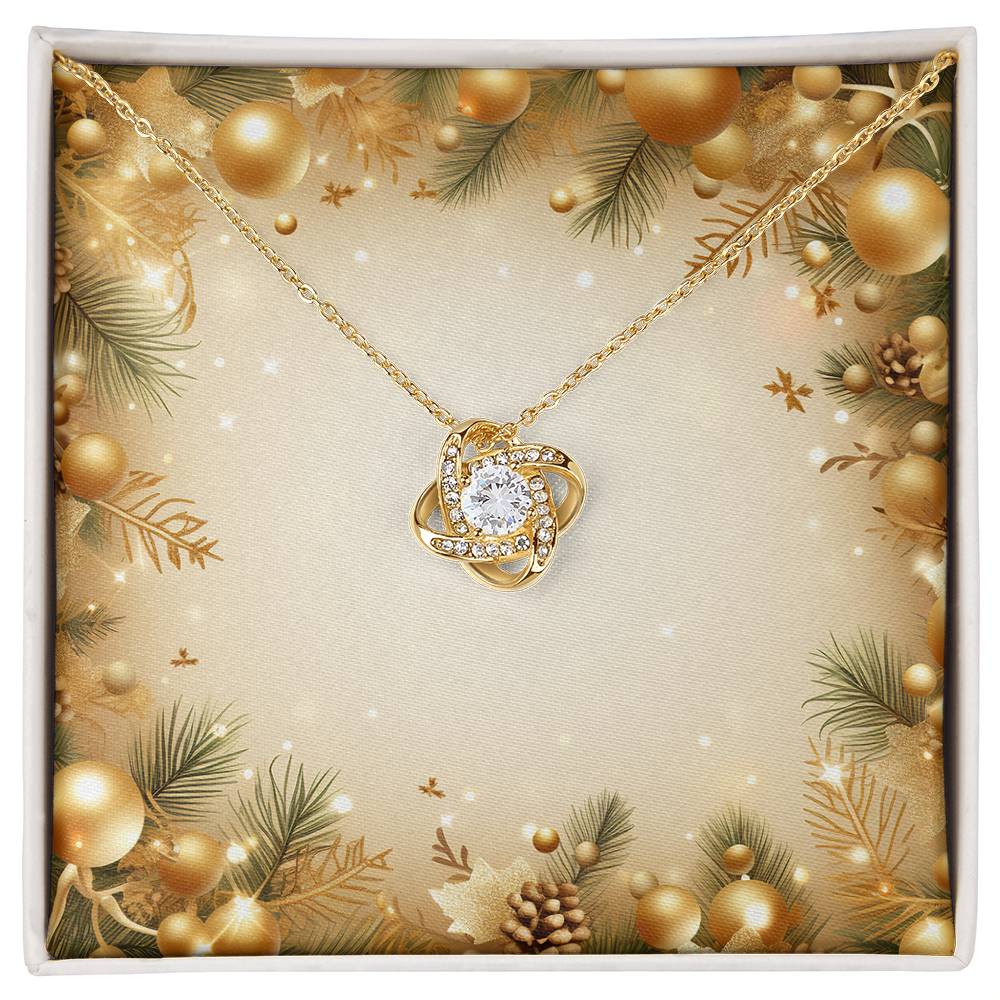 Christmas Background 051 - 18K Yellow Gold Finish Love Knot Necklace