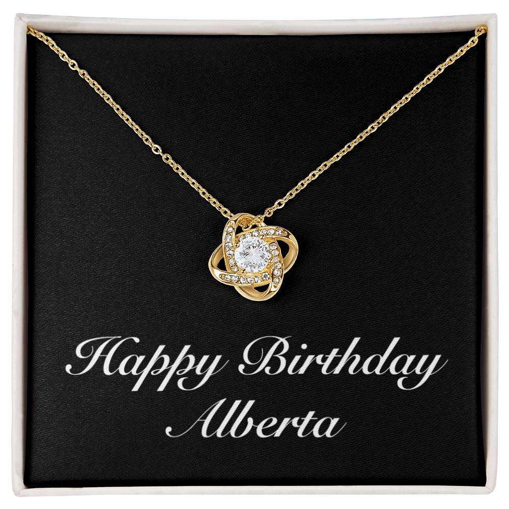 Happy Birthday Alberta v2 - 18K Yellow Gold Finish Love Knot Necklace