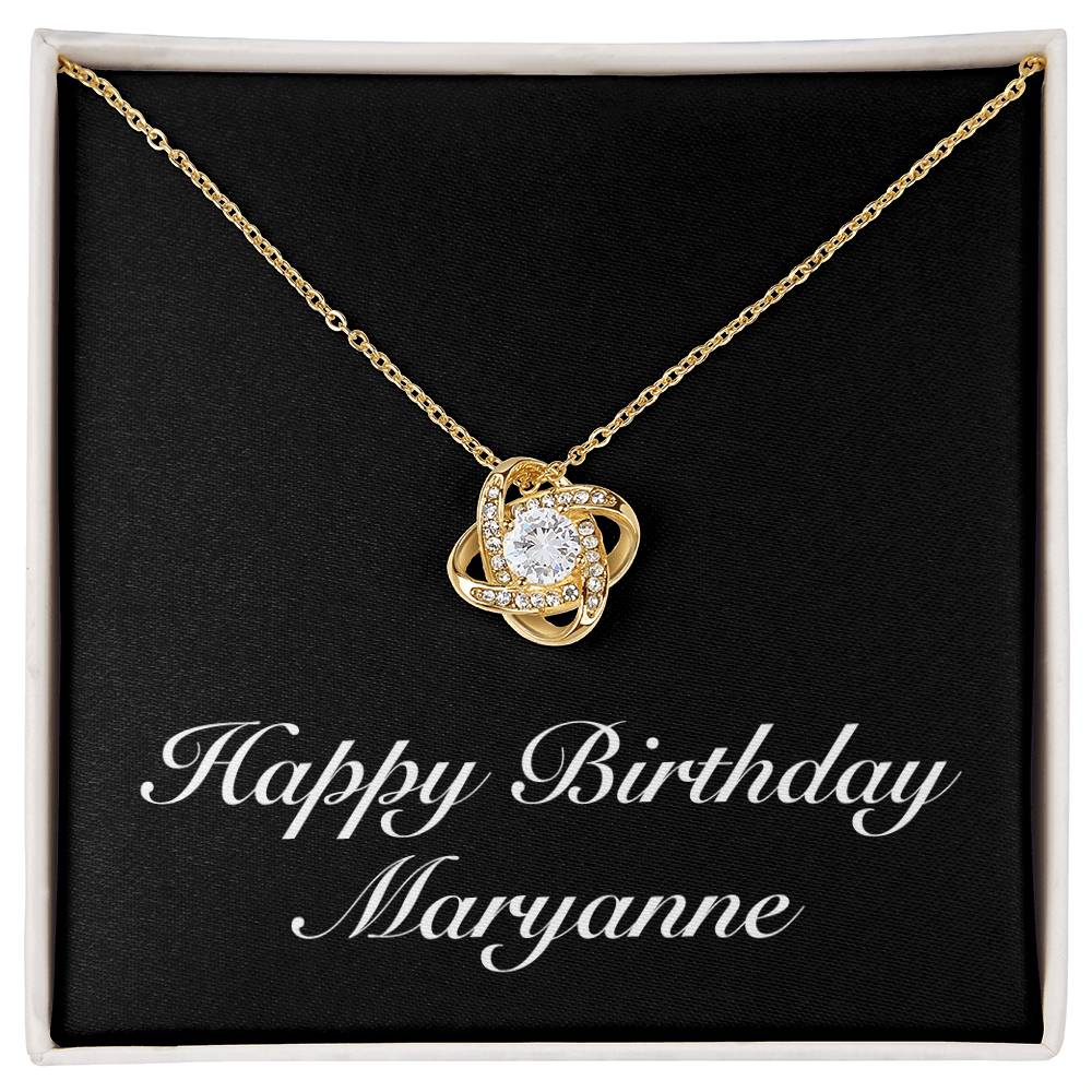 Happy Birthday Maryanne v2 - 18K Yellow Gold Finish Love Knot Necklace