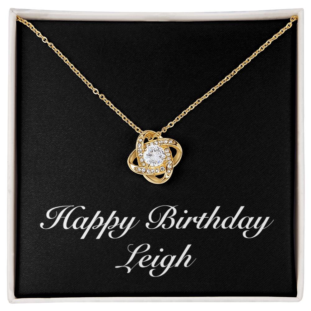 Happy Birthday Leigh v2 - 18K Yellow Gold Finish Love Knot Necklace