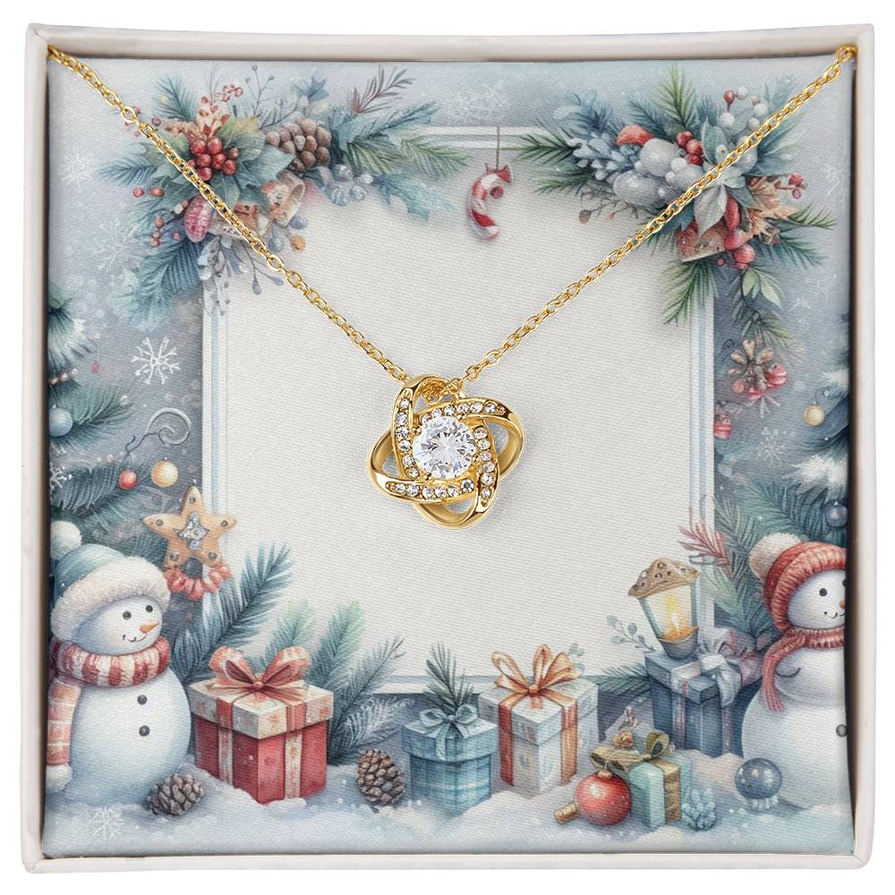 Christmas Background 093 - 18K Yellow Gold Finish Love Knot Necklace