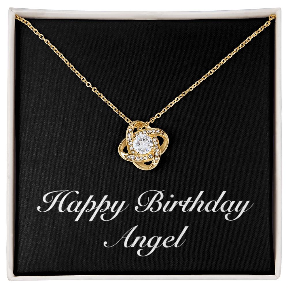 Happy Birthday Angel v2 - 18K Yellow Gold Finish Love Knot Necklace