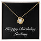 Happy Birthday Lindsay v2 - 18K Yellow Gold Finish Love Knot Necklace