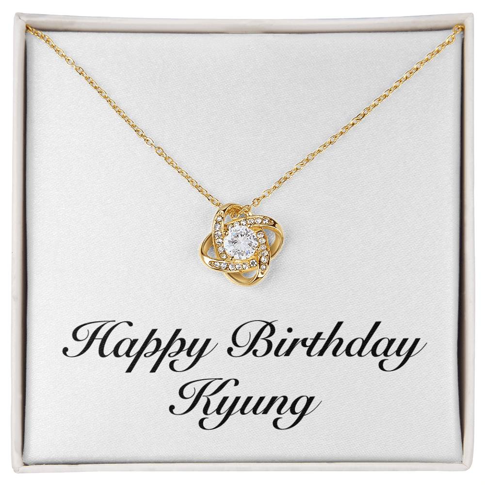 Happy Birthday Kyung - 18K Yellow Gold Finish Love Knot Necklace