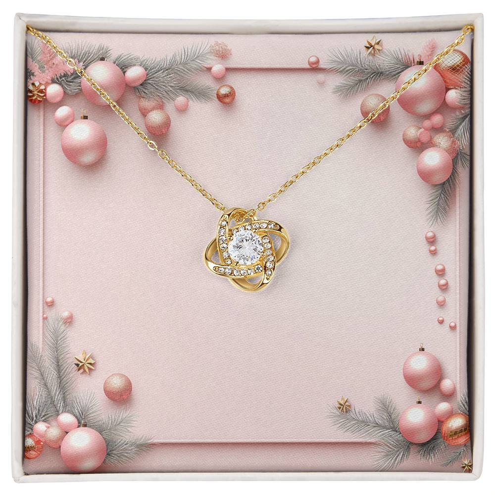 Christmas Background 008 - 18K Yellow Gold Finish Love Knot Necklace