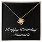 Happy Birthday Annmarie v2 - 18K Yellow Gold Finish Love Knot Necklace