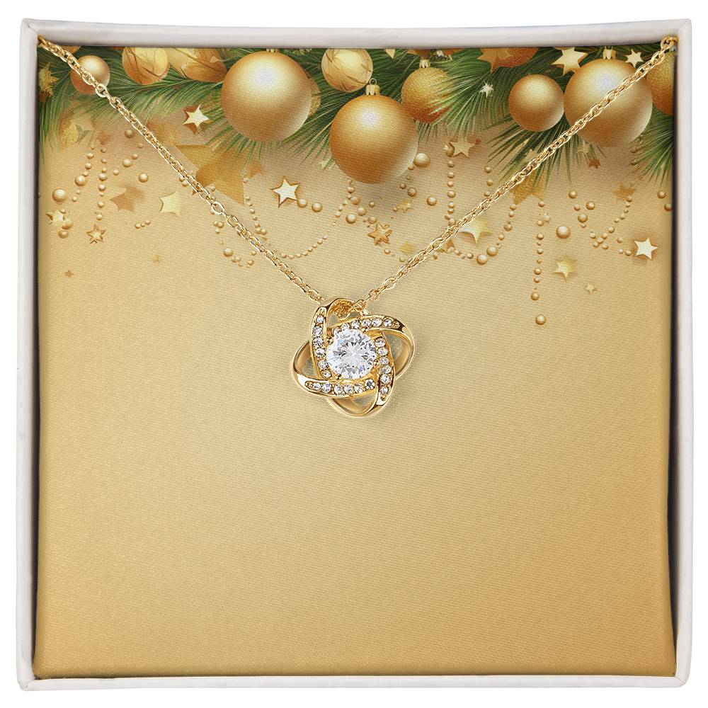 Christmas Background 050 - 18K Yellow Gold Finish Love Knot Necklace
