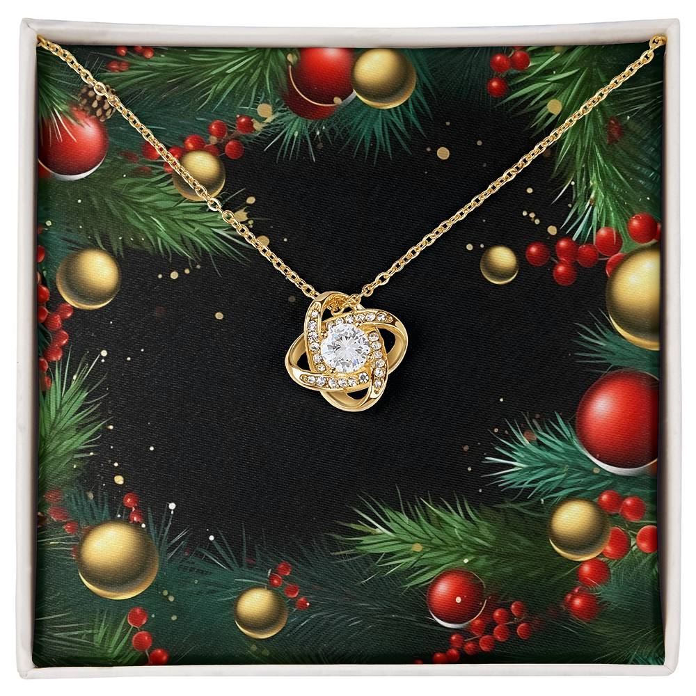 Christmas Background 125 - 18K Yellow Gold Finish Love Knot Necklace