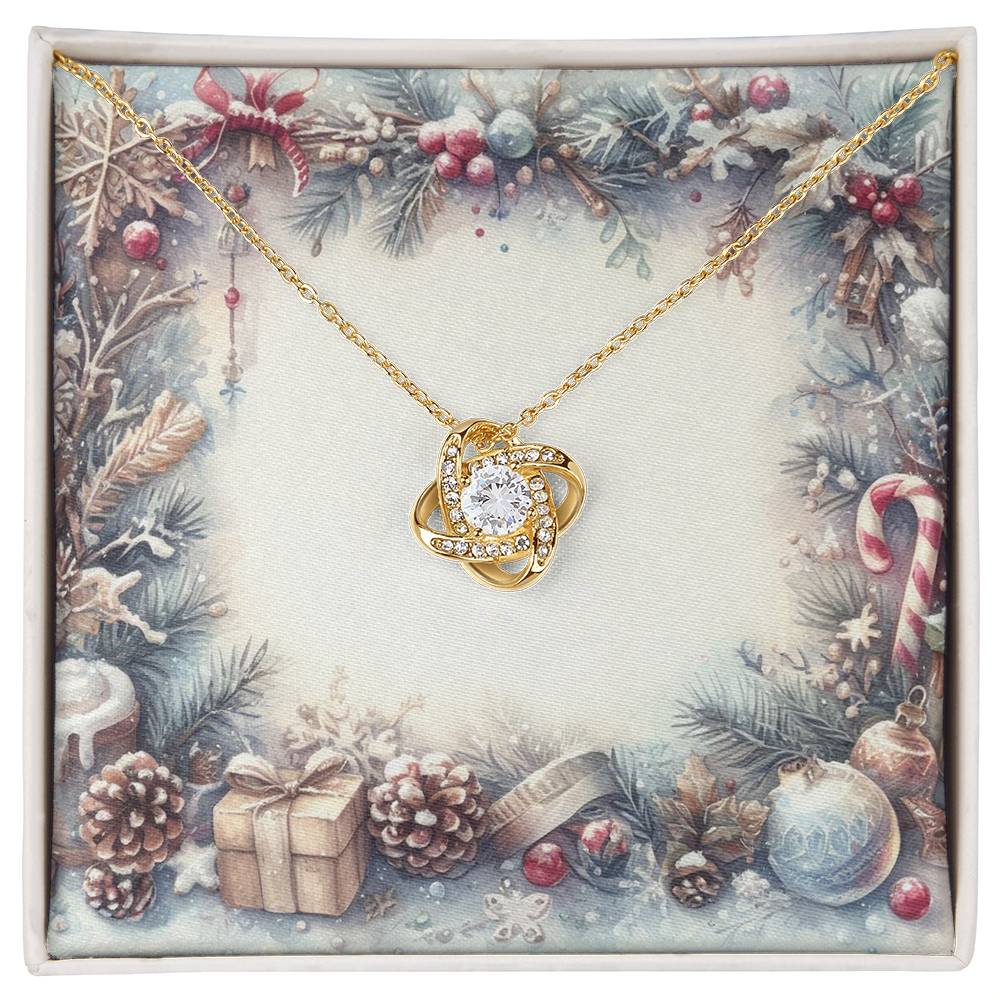 Christmas Background 072 - 18K Yellow Gold Finish Love Knot Necklace