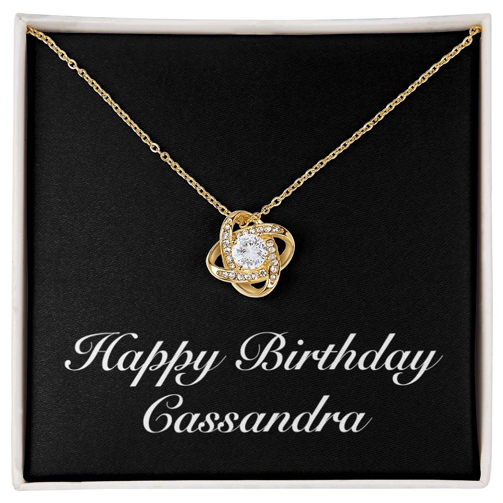 Happy Birthday Cassandra v2 - 18K Yellow Gold Finish Love Knot Necklace