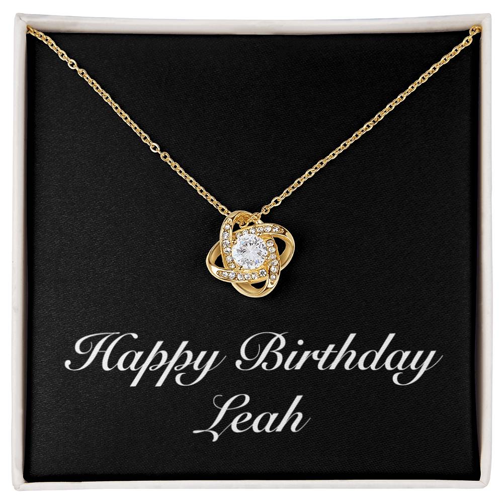 Happy Birthday Leah v2 - 18K Yellow Gold Finish Love Knot Necklace