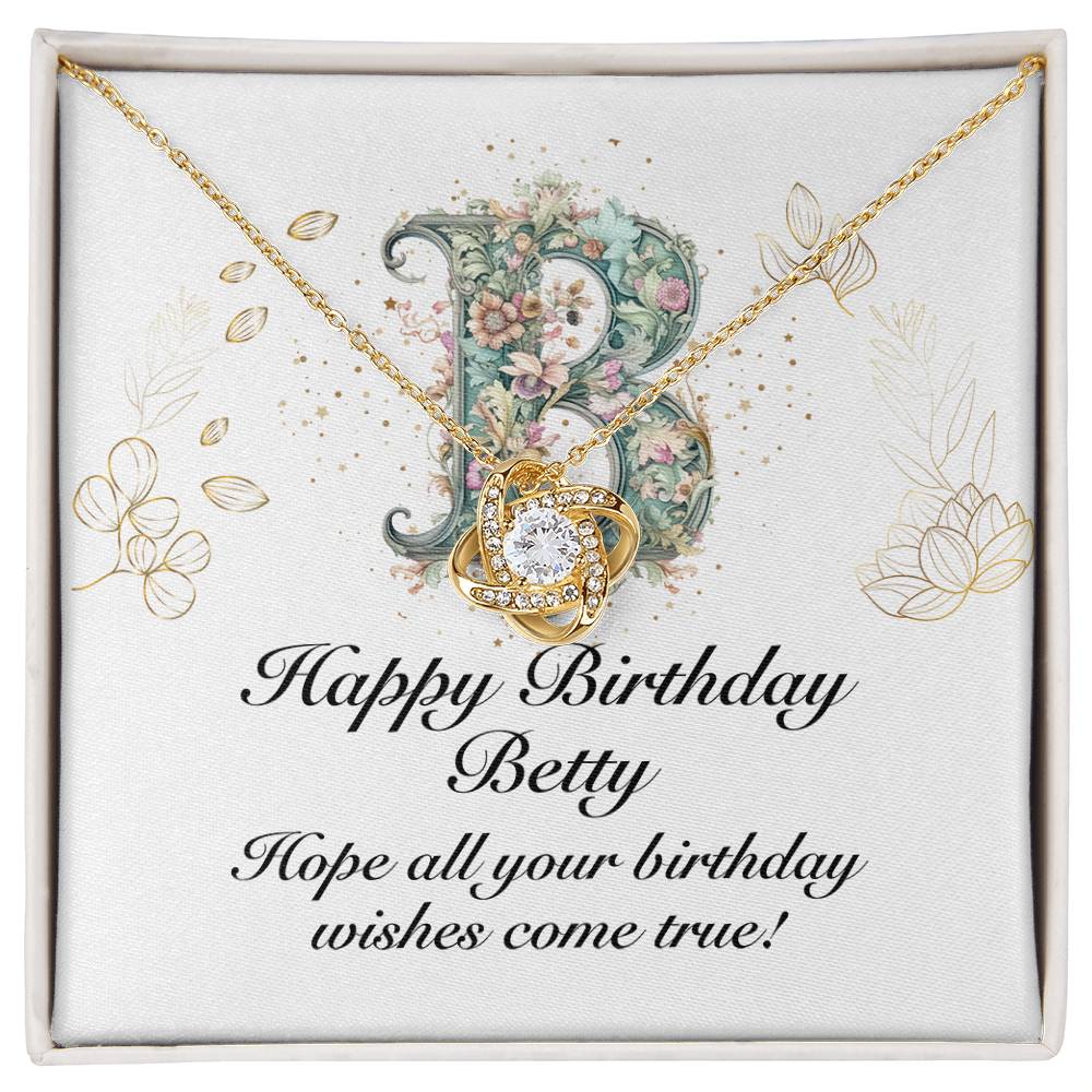 Happy Birthday Betty v01 - 18K Yellow Gold Finish Love Knot Necklace