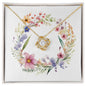 Boho Flowers Wreath Watercolor 07 - 18K Yellow Gold Finish Love Knot Necklace