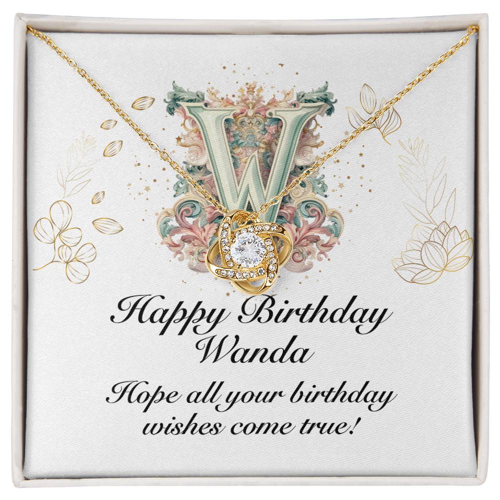 Happy Birthday Wanda v01 - 18K Yellow Gold Finish Love Knot Necklace