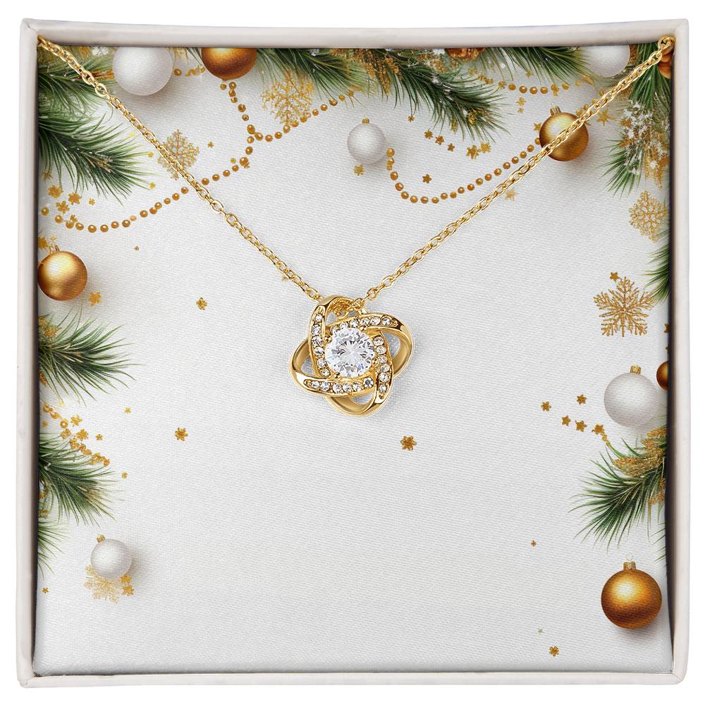 Christmas Background 048 - 18K Yellow Gold Finish Love Knot Necklace