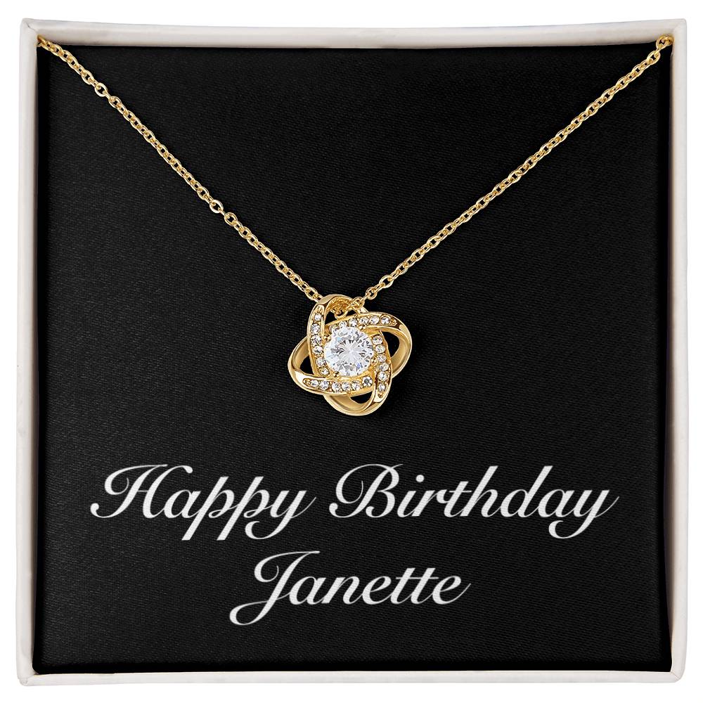 Happy Birthday Janette v2 - 18K Yellow Gold Finish Love Knot Necklace