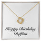 Happy Birthday Delfina - 18K Yellow Gold Finish Love Knot Necklace