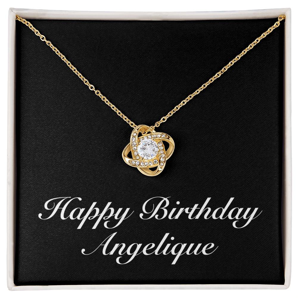 Happy Birthday Angelique v2 - 18K Yellow Gold Finish Love Knot Necklace