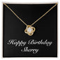 Happy Birthday Sherry v2 - 18K Yellow Gold Finish Love Knot Necklace