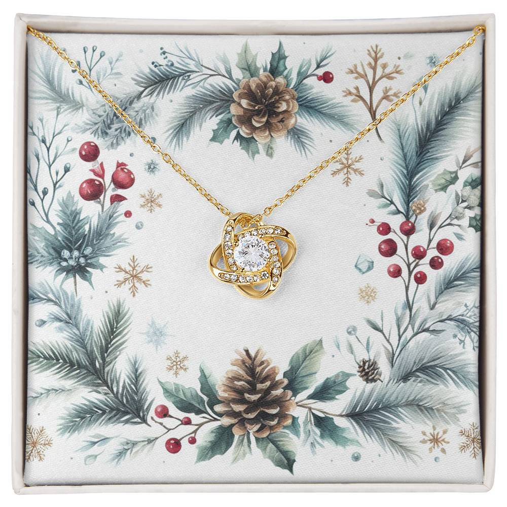 Christmas Background 092 - 18K Yellow Gold Finish Love Knot Necklace