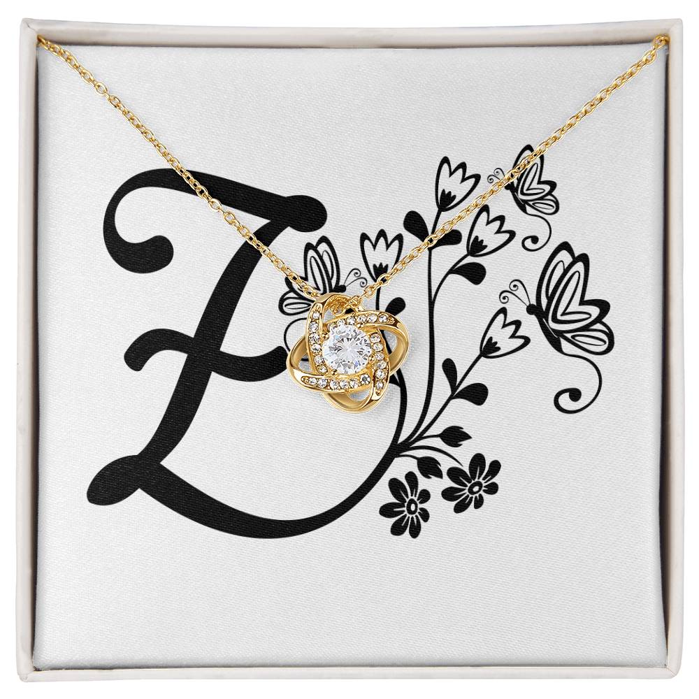 Botanical Monogram Z - 18K Yellow Gold Finish Love Knot Necklace