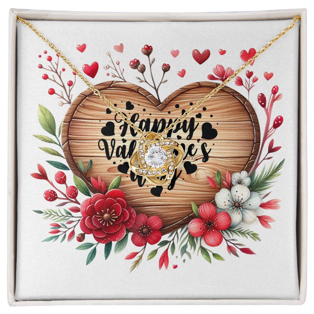 Happy Valentine's Day - 18K Yellow Gold Finish Love Knot Necklace