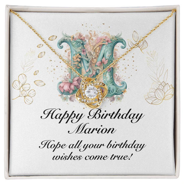 ⭐︎マリオン⭐︎ Happy Birthday Marion v01 - 18K Yellow Gold Finish Love Knot