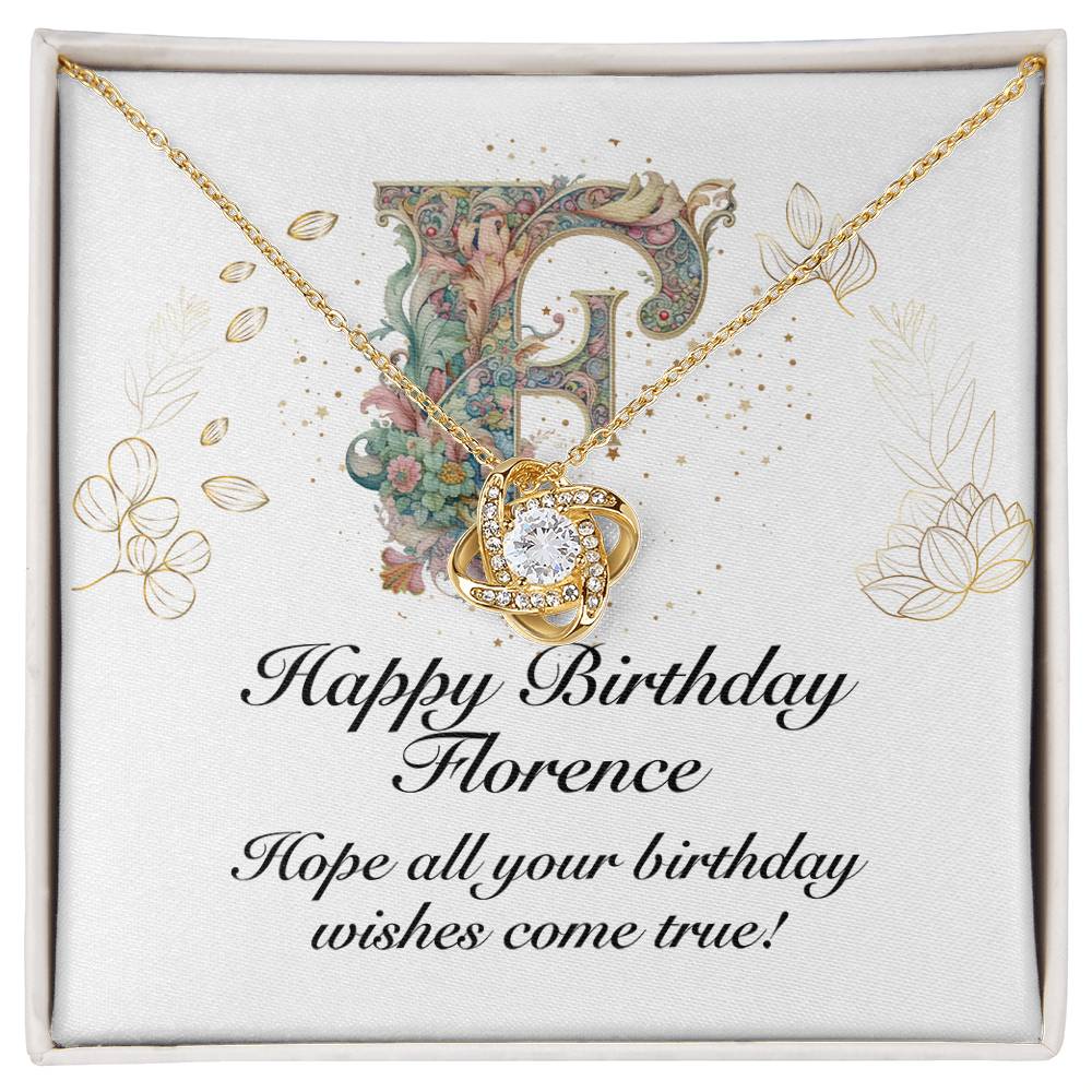 Happy Birthday Florence v01 - 18K Yellow Gold Finish Love Knot Necklace