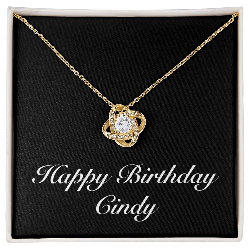 Happy Birthday Cindy v2 - 18K Yellow Gold Finish Love Knot Necklace
