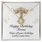 Happy Birthday Teresa v01 - 18K Yellow Gold Finish Love Knot Necklace
