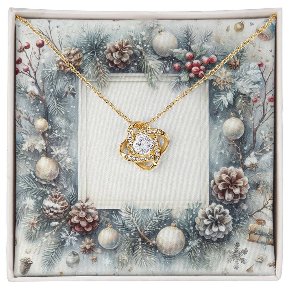 Christmas Background 081 - 18K Yellow Gold Finish Love Knot Necklace