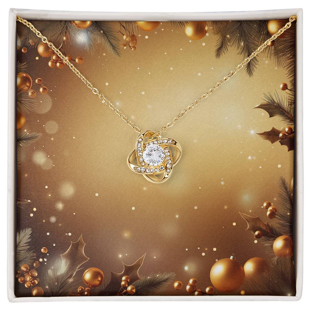 Christmas Background 062 - 18K Yellow Gold Finish Love Knot Necklace