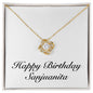 Happy Birthday Sanjuanita - 18K Yellow Gold Finish Love Knot Necklace