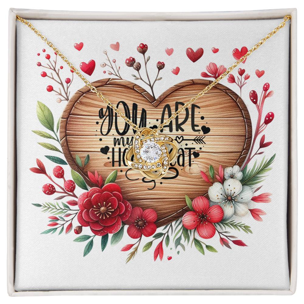 You Are My Heartbeat - 18K Yellow Gold Finish Love Knot Necklace