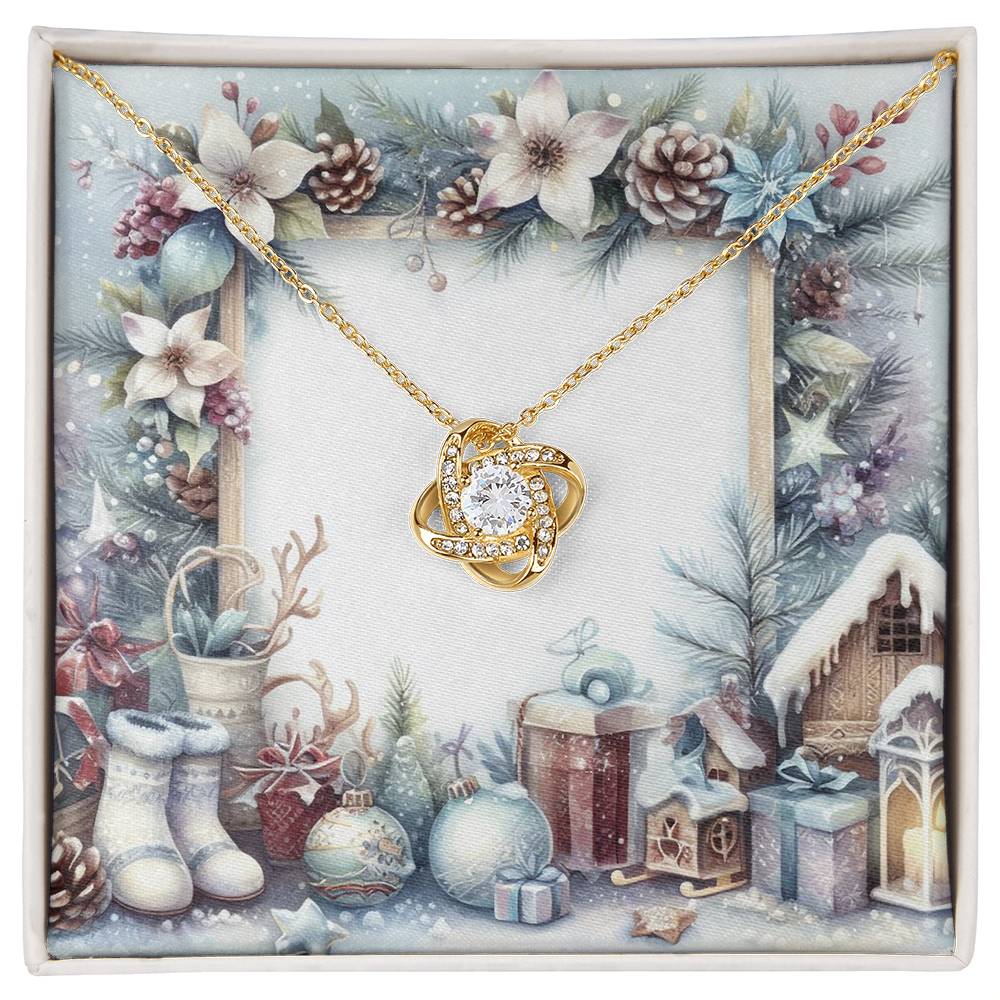 Christmas Background 074 - 18K Yellow Gold Finish Love Knot Necklace