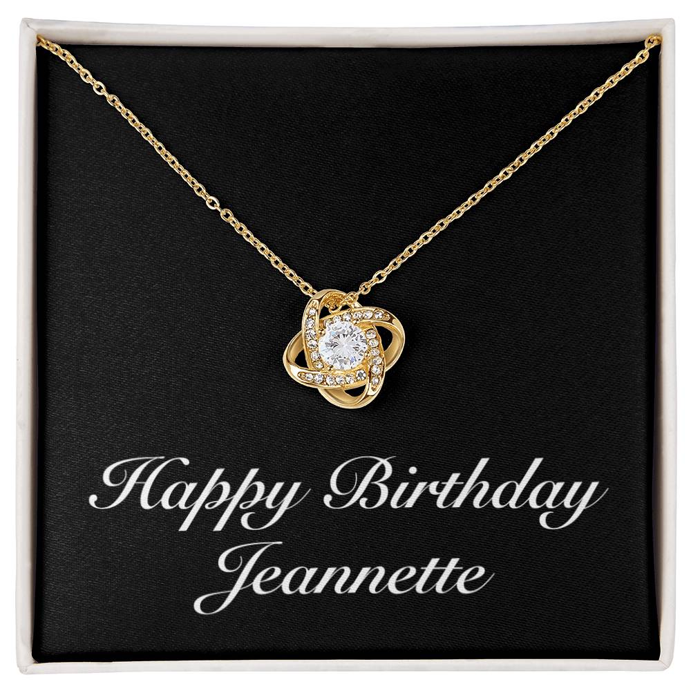 Happy Birthday Jeannette v2 - 18K Yellow Gold Finish Love Knot Necklace