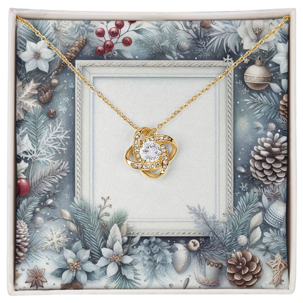 Christmas Background 087 - 18K Yellow Gold Finish Love Knot Necklace