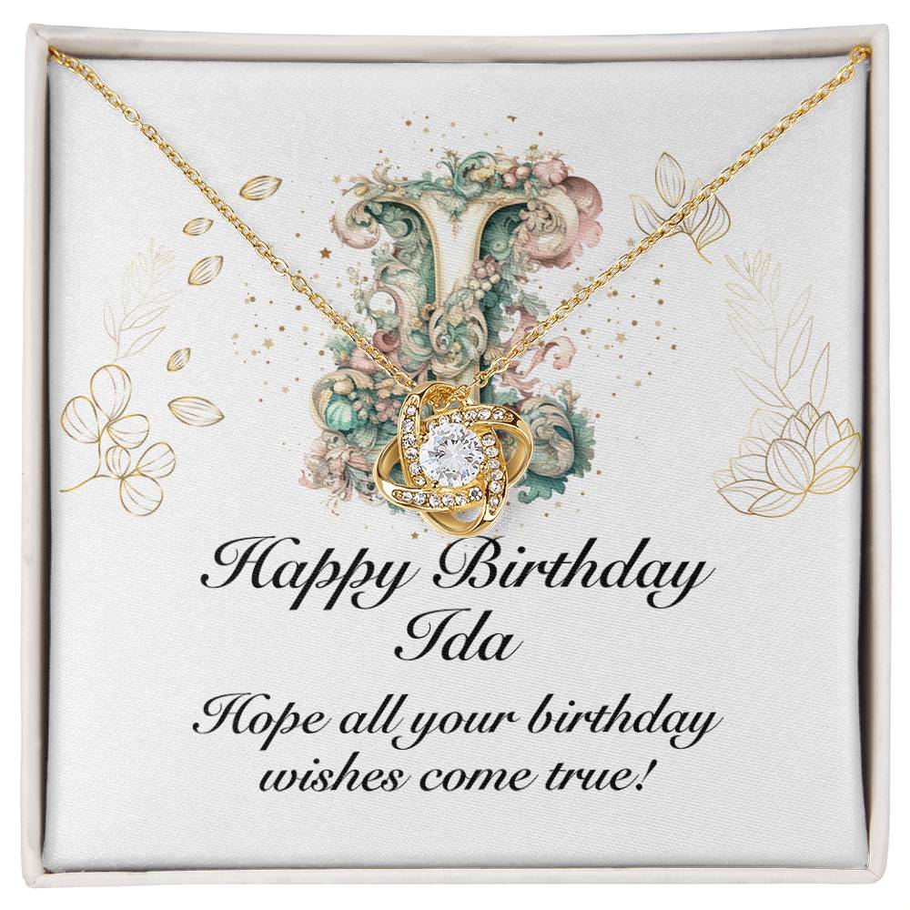 Happy Birthday Ida v01 - 18K Yellow Gold Finish Love Knot Necklace
