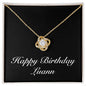 Happy Birthday Luann v2 - 18K Yellow Gold Finish Love Knot Necklace