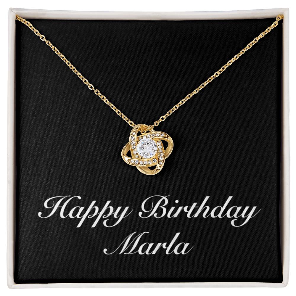 Happy Birthday Marla v2 - 18K Yellow Gold Finish Love Knot Necklace