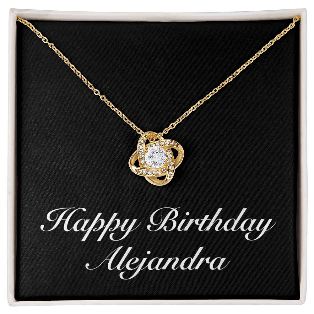 Happy Birthday Alejandra v2 - 18K Yellow Gold Finish Love Knot Necklace