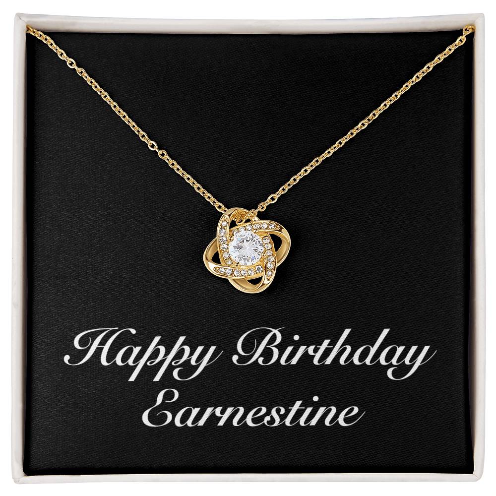 Happy Birthday Earnestine v2 - 18K Yellow Gold Finish Love Knot Necklace