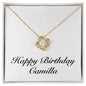 Happy Birthday Camilla - 18K Yellow Gold Finish Love Knot Necklace