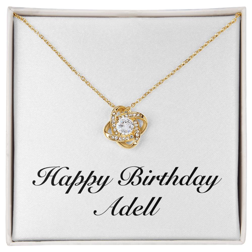 Happy Birthday Adell - 18K Yellow Gold Finish Love Knot Necklace